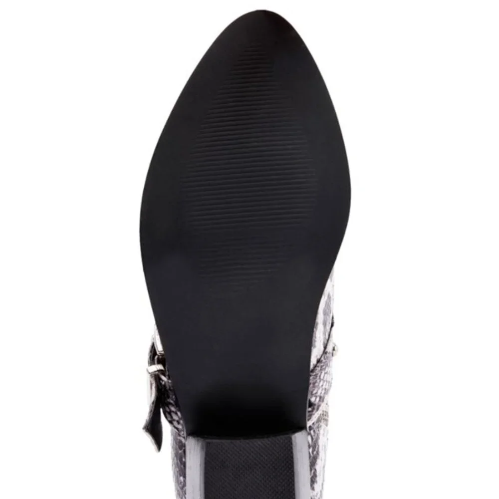 NIB [JANE AND THE SHOE] Cindy Snakeskin Pointed Ankle Booties Women's Sz 6.5 - Picture 6 of 11